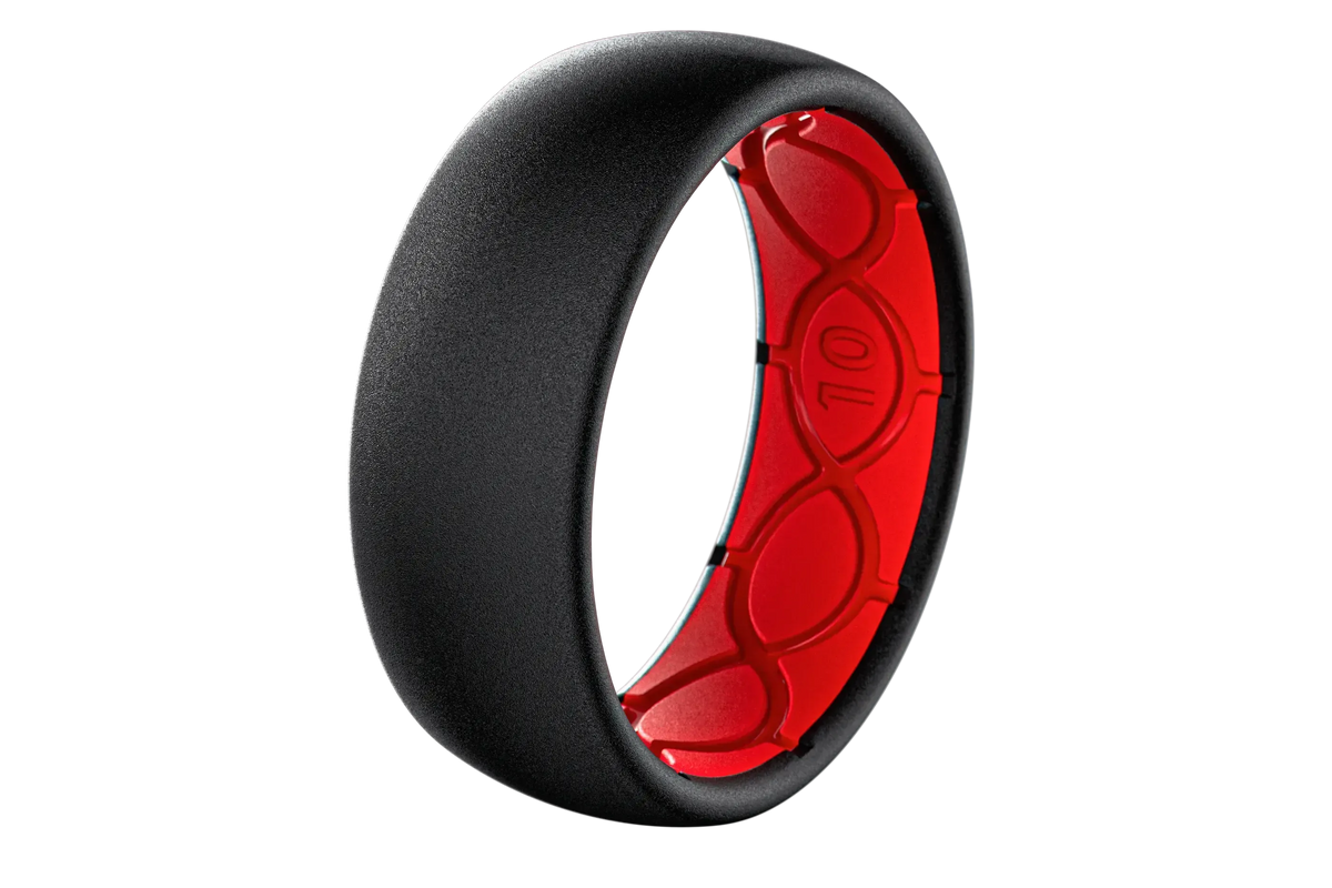 Solid Midnight Black &amp; Raspberry Red Ring